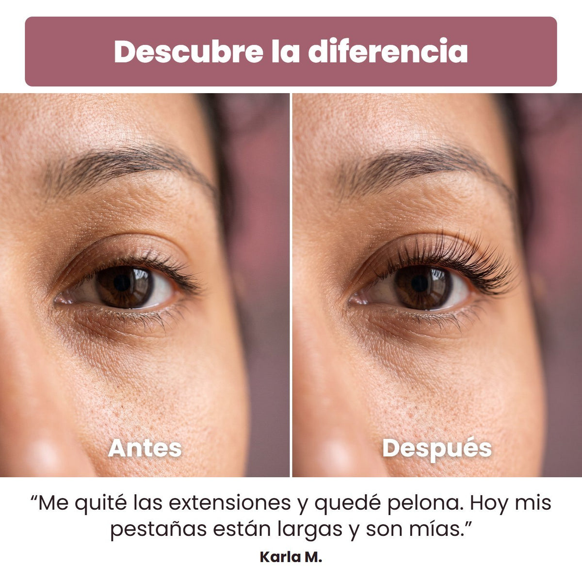Antes y después: pestañas más largas y tupidas